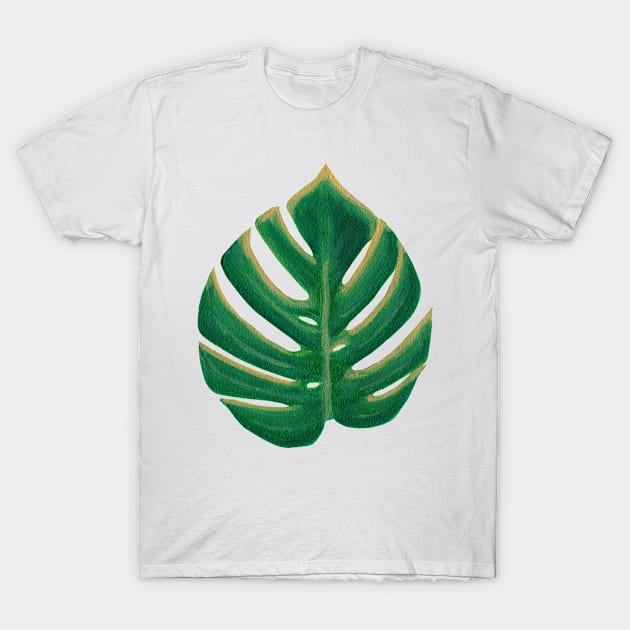 Monstera Deliciosa Leaf Painting T-Shirt by Reujken